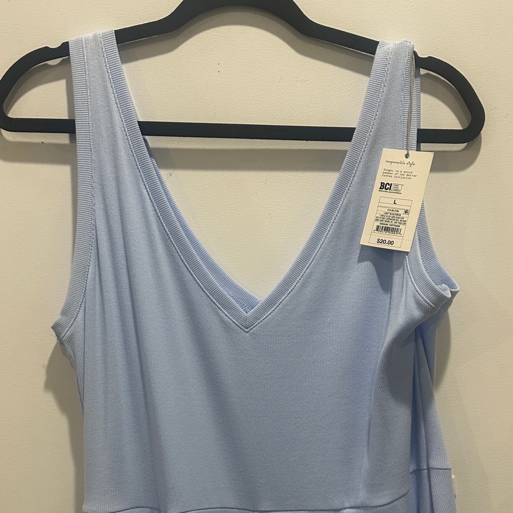 Light Blue V-Neck Sleeveless Top